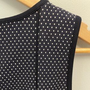 Jcrew dress, sleeveless, navy with white dot print, knee length, back zip